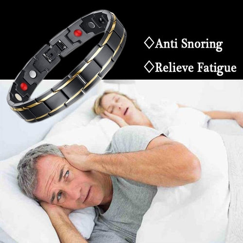 New Hot Men Magnetic Therapy Bracelet Classic Titanium Steel Anti-snoring Health Care DC88 Anti Snore Wrist Watch Sleep Snoring